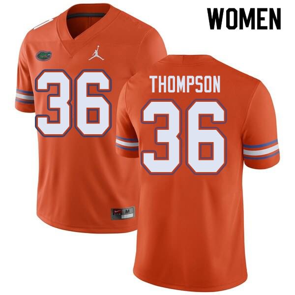 Women's NCAA Florida Gators Trey Thompson #36 Stitched Authentic Jordan Brand Orange College Football Jersey EVA2765XQ